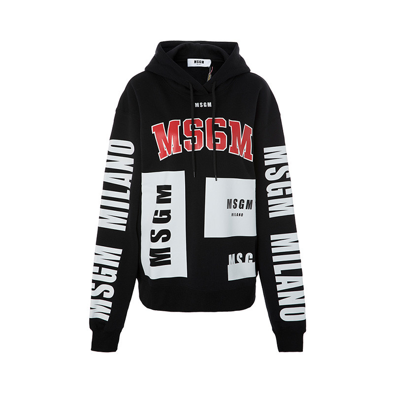 msgm/msgmlogo字母图案装饰纯棉连帽女卫衣