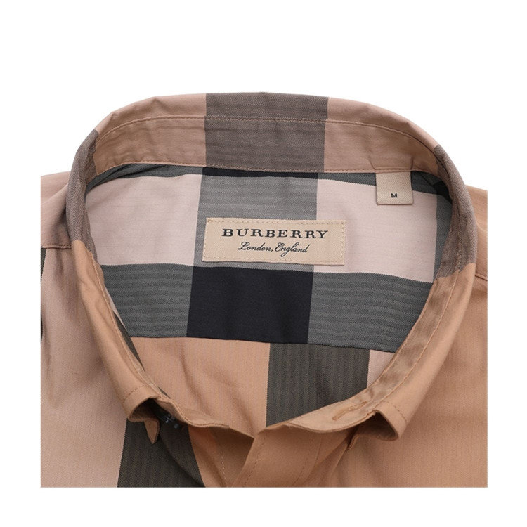 burberry/博柏利london系列混合材质经典格纹图案男士短袖衬衫