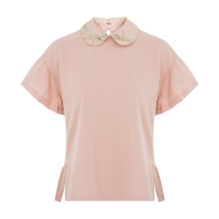 red valentino/red valentino纯棉亮片蜻蜓图案装饰女士短袖t恤