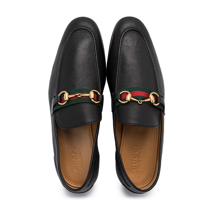 gucci/古驰牛皮材质红绿织带&马衔扣装饰男士皮鞋商务正装鞋