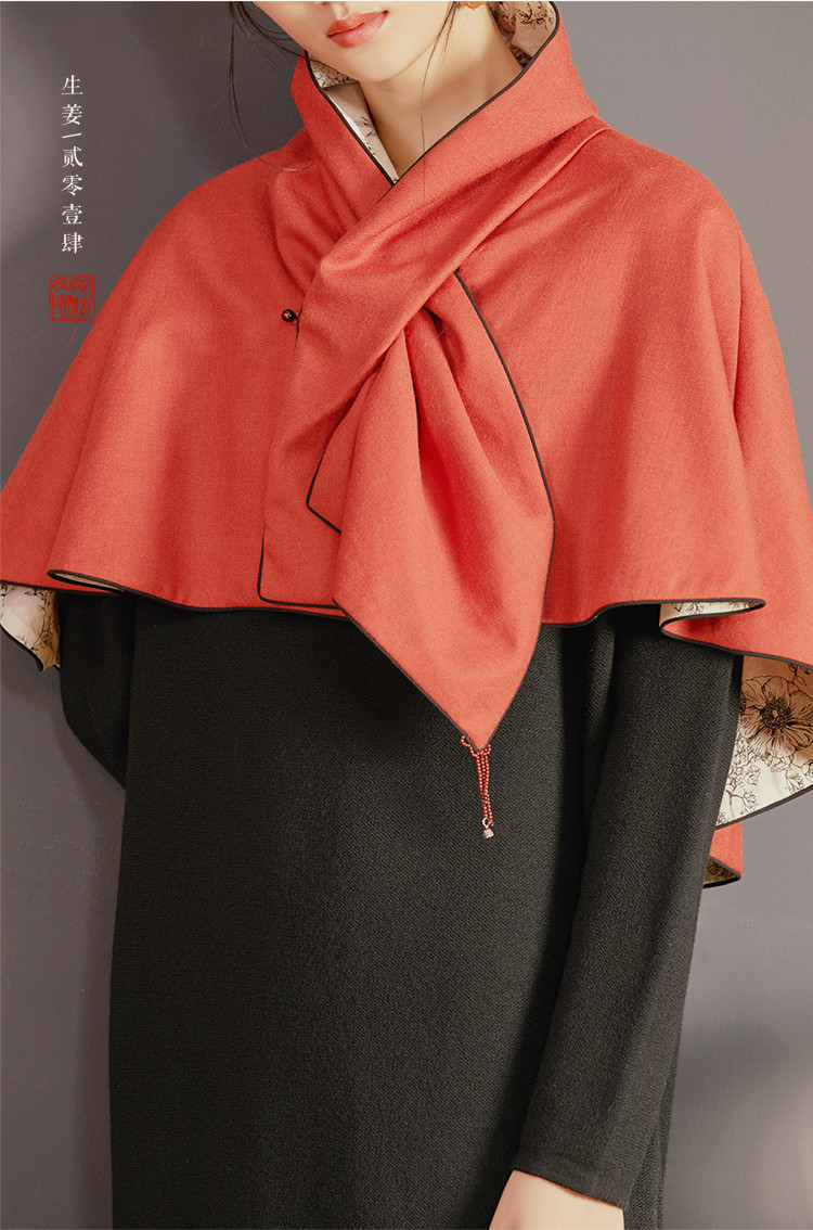 shengjiang/生姜原创斗篷外套中国风日常短款小披肩女秋冬外搭披风新