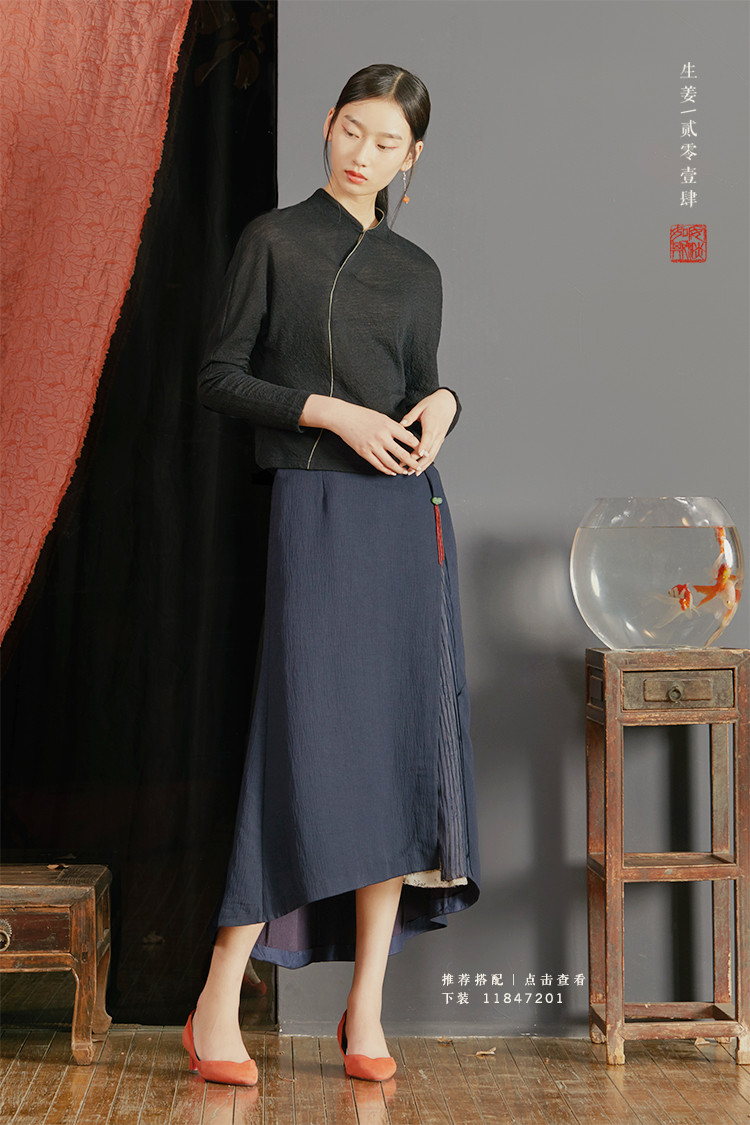 shengjiang/生姜原创文艺复古中式女装2018年新款秋冬羊毛斜襟上衣女