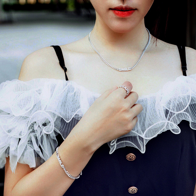 【网红同款】apm monaco/apm monaco银色smile"微笑"英文字母项链