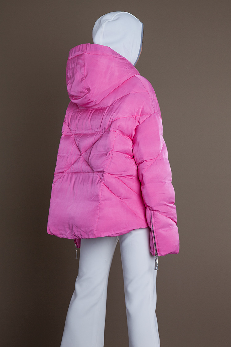 tracy chu/tracy chu朱熙越设计师定制粉色短款带帽羽绒服女士羽绒服