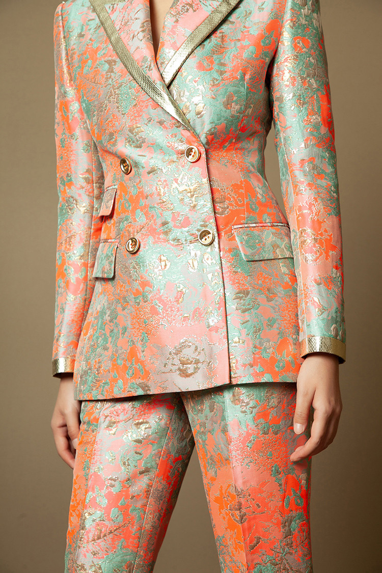 tracy chu/tracy chu朱熙越设计师定制原创新款秋冬织绵复古彩色西裤