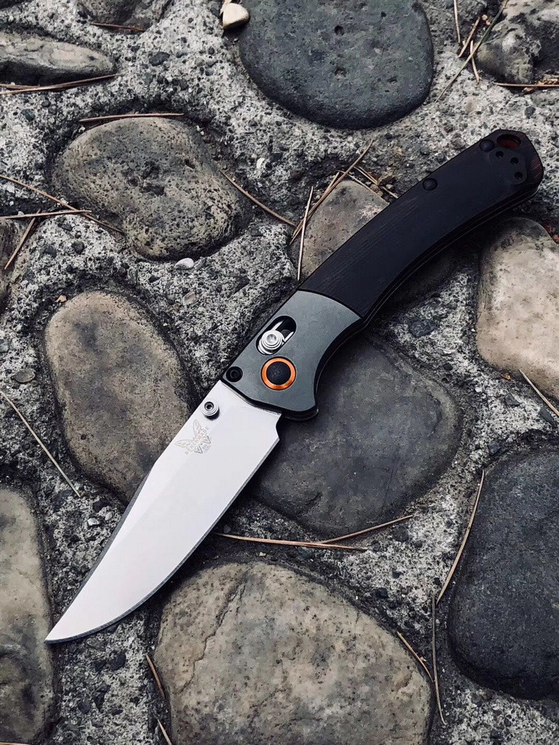 benchmade美国2018款航空铝加实木手柄鹰眼狩猎折刀户外工具棕色棕色