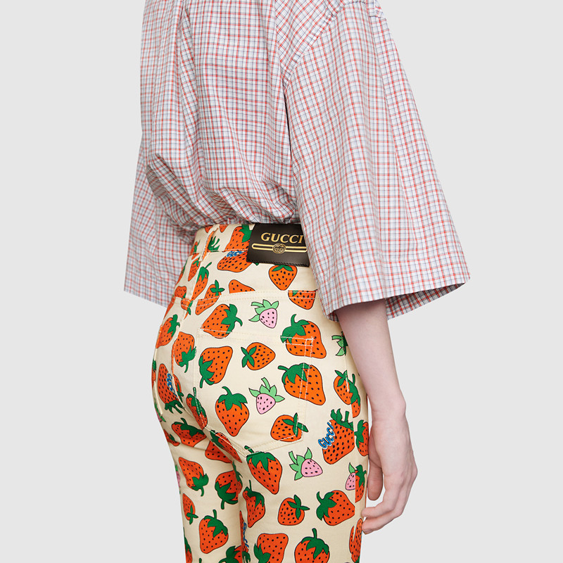 gucci/古驰 19春夏女士新款gucci草莓印花运动裤休闲裤 502797 xdals