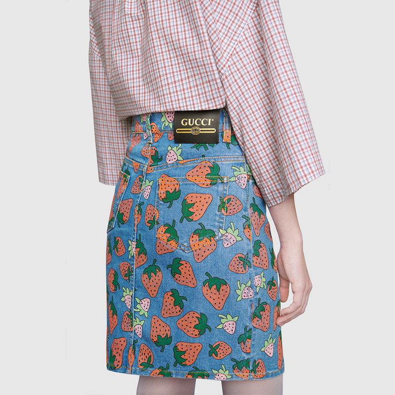 gucci/古驰 19春夏女士新款gucci草莓印花女士半身裙 539778 xdani