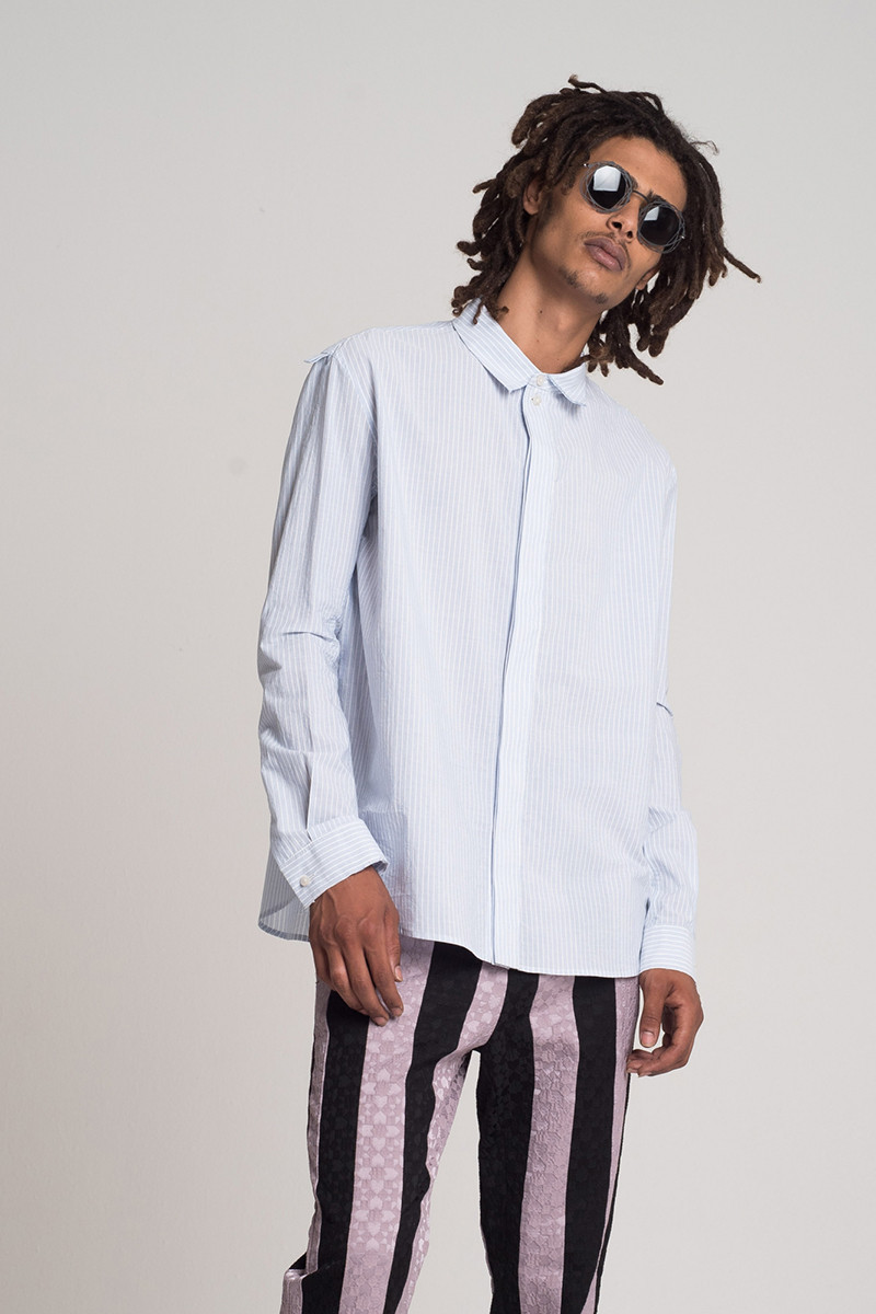 damirdoma/damirdoma2018春夏sten蓝白条纹男士长袖衬衫