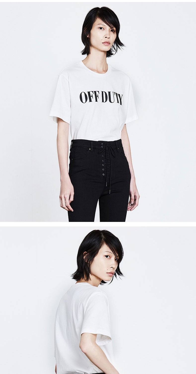 摩安珂女士短袖t恤2018夏季新品短袖印花标语圆领字母t恤mt182tee088