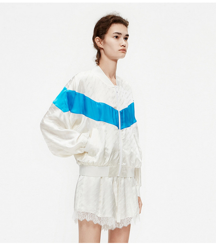 mo&co./摩安珂女士夹克2019夏季新品提花立领棒球服外套mai2jkt013