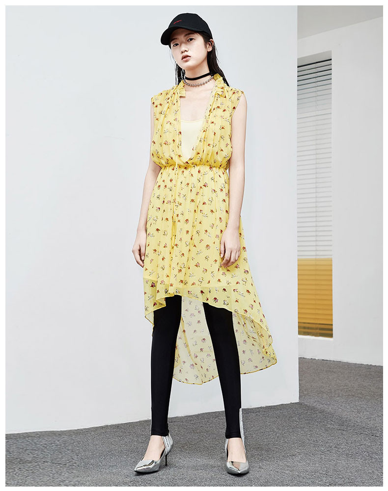 mo&co./摩安珂女士连衣裙松紧腰真丝印花连衣裙两件套ma182drs108