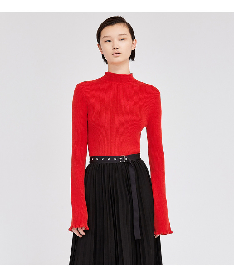 edition修身羊毛衫冬套头高领镂空露背ea174swt308moco女士针织衫