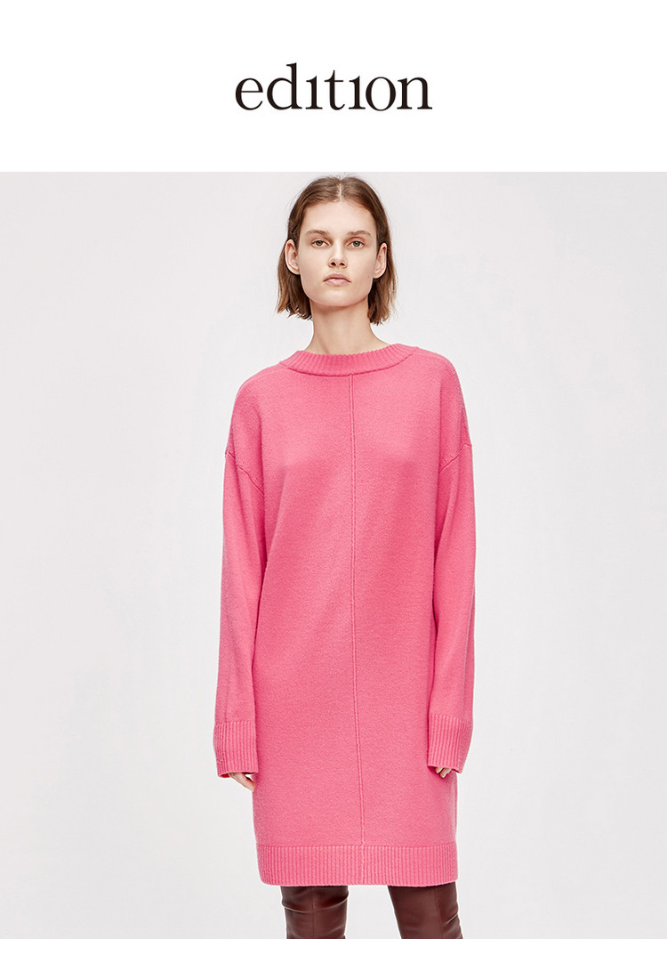 edition18秋冬中长款毛织衫冬套头宽松圆领后u镂空ea184swt309moco