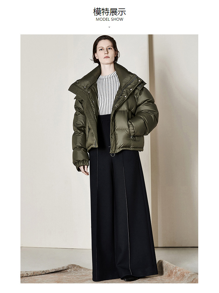 黑白条纹针织衫冬修身半高圆领上衣ea174swt322moco女士针织衫/毛衣