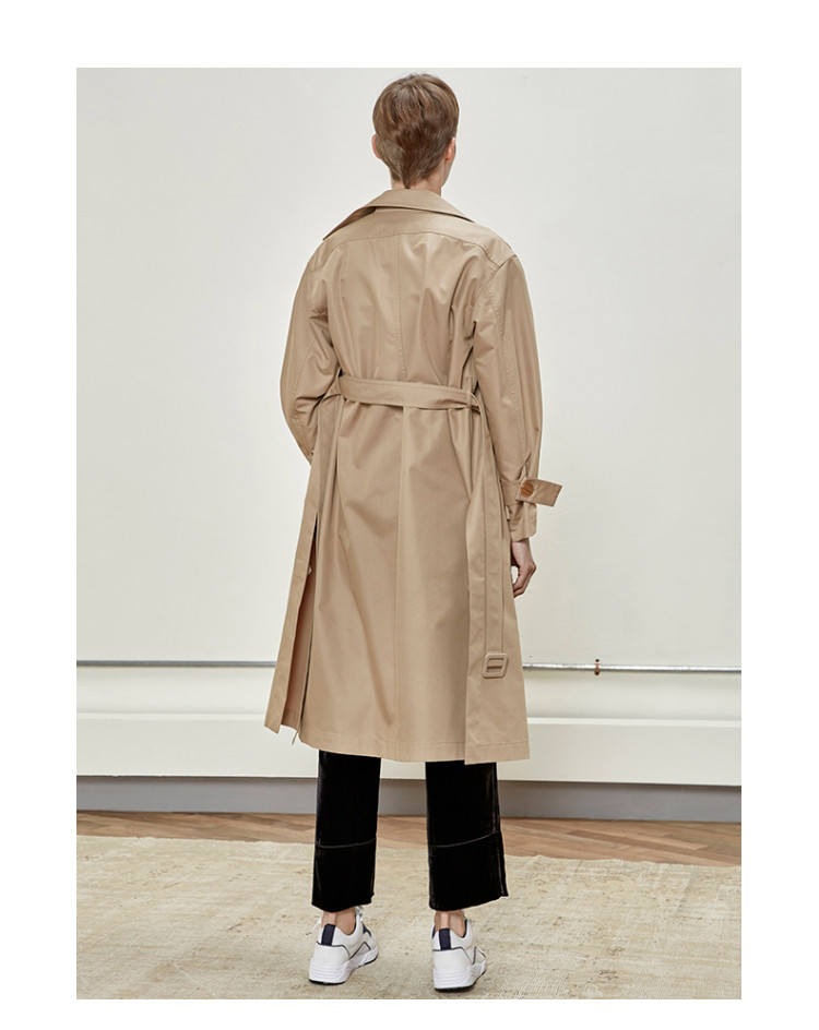 edition18秋冬简约风衣外套女秋中长款系腰带金属圆扣ea183trc104moco