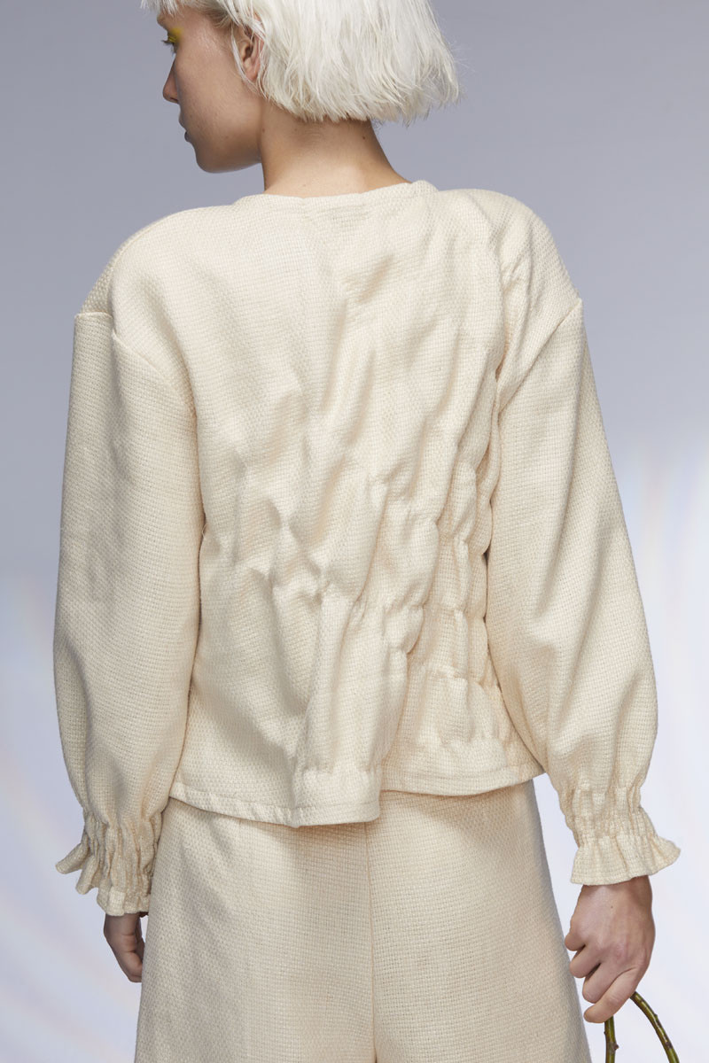 womenswear】mane white/mane white 2018春夏新品亚麻抽皱外套 女士