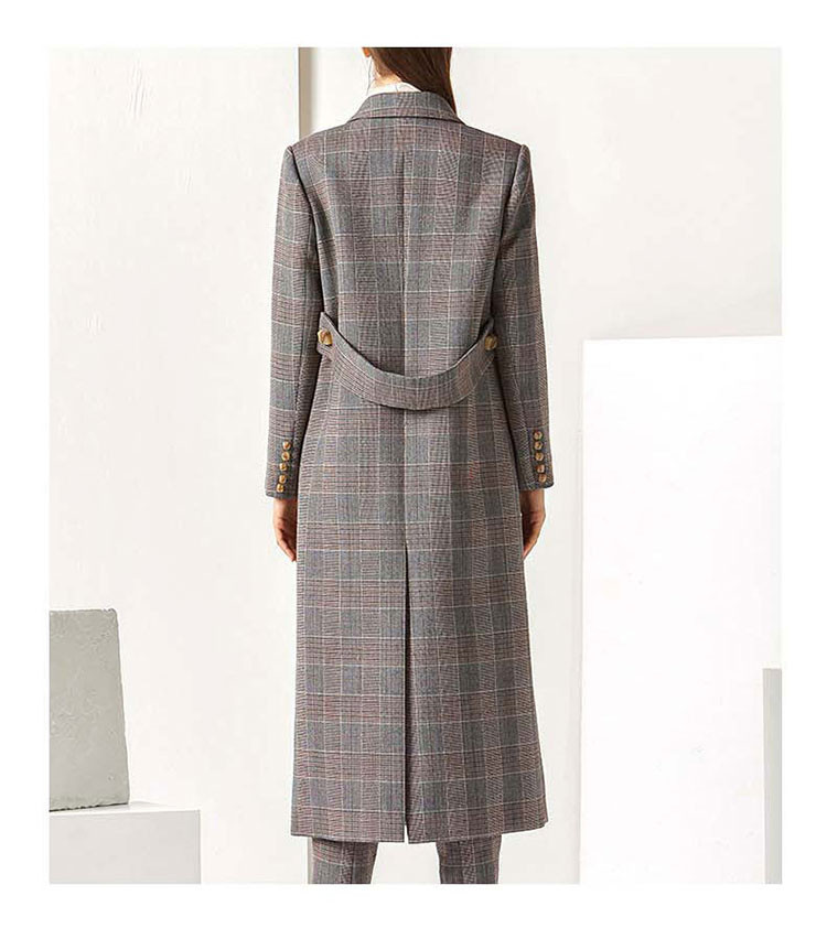 farro grano/farro grano2019春夏卡其色经典温莎格纹女士大衣fe4g110