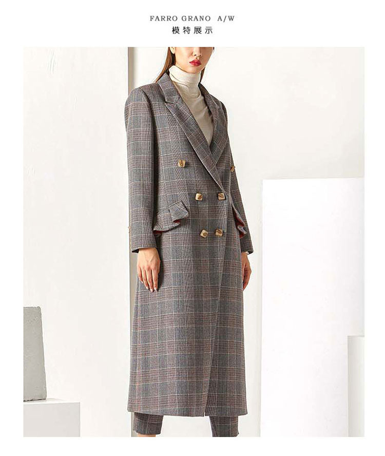 farro grano/farro grano2019春夏卡其色经典温莎格纹女士大衣fe4g110
