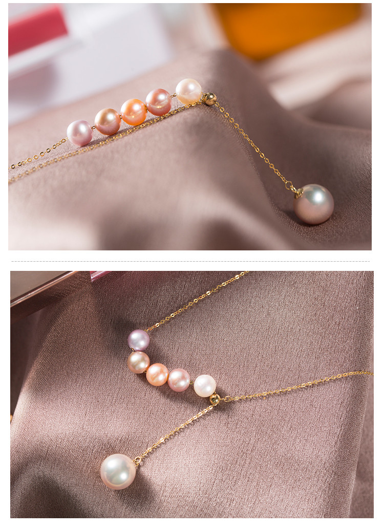 cloris/克劳瑞斯【新品】18k金y型彩色珍珠项链 一体链 项链 珠链