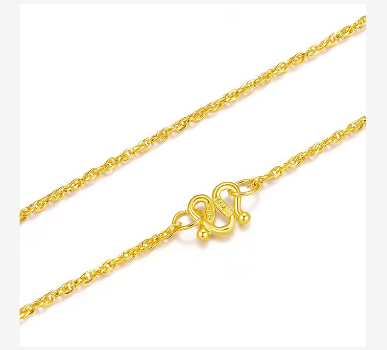 chow tai seng/周大生黄金项链女正品足金999新款锁骨链结婚素链细配