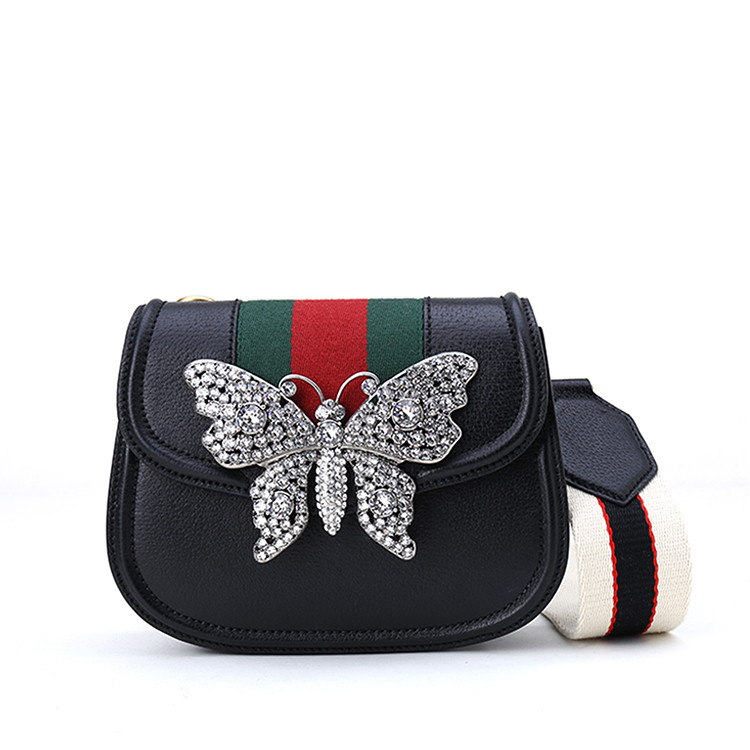 gucci/古驰,#女士黑色牛皮蝴蝶水钻装饰totem系列小号肩背包 ch