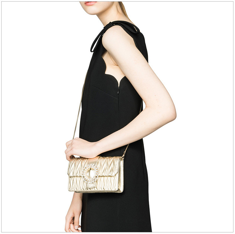 miumiu/缪缪 女士金色皮质经典环扣单肩挎包链条手拿包女包 5bh095-n