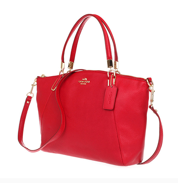 coach/蔻驰 女士玫红色经典时尚单肩包斜挎包手提包饺子包女包 f34493