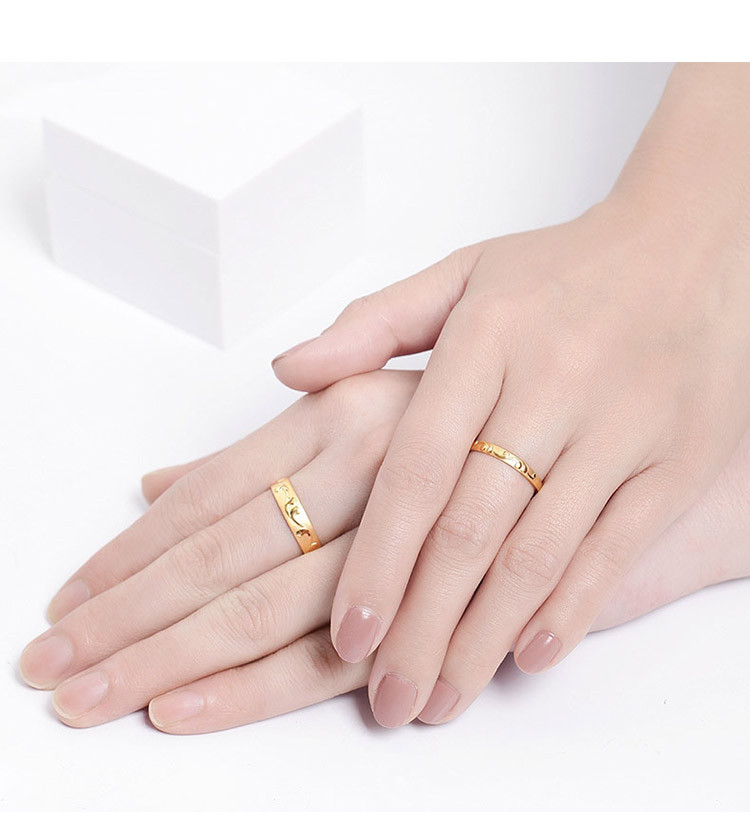 mingr/明牌珠宝 黄金戒指 足金缠枝女戒情侣对戒指afu0008-1