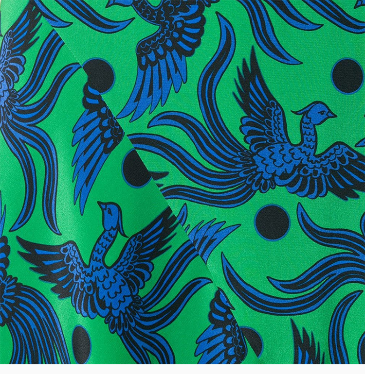 kenzo/高田贤三 19春夏 女士绿色棉质凤凰图案修身短裙半身裙