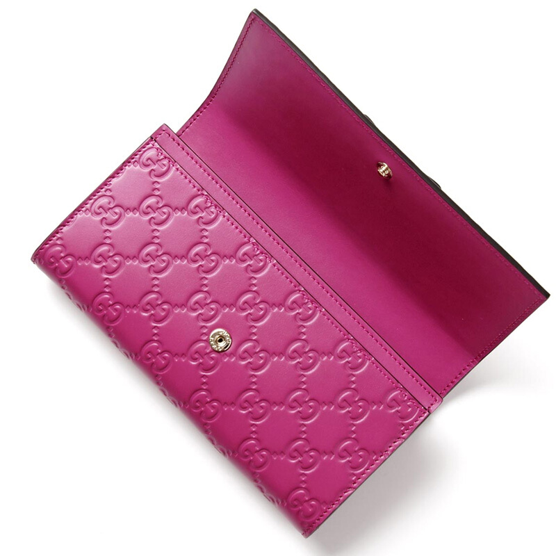 gucci/古驰 女包粉色双g纹牛皮长款钱包388679