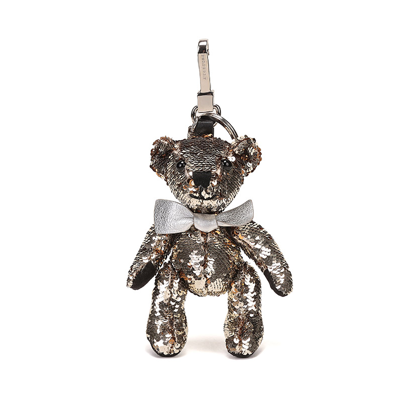 burberry/博柏利男女通用款亮片拼皮革thomas泰迪熊钥匙扣吊饰