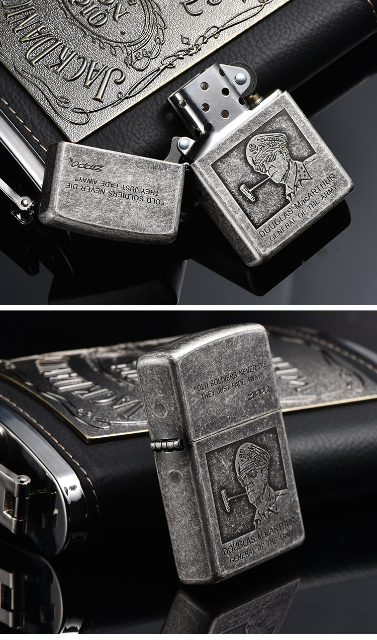 zippo之宝打火机 复古121fb麦克阿瑟 二战将军 礼盒套装