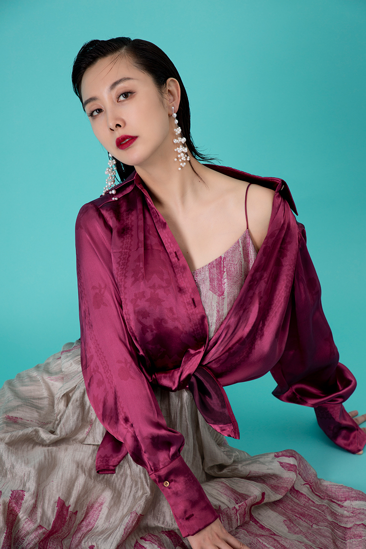 tracy chu/tracy chu朱熙越设计师原创设计19年春夏灰粉色吊带不规则