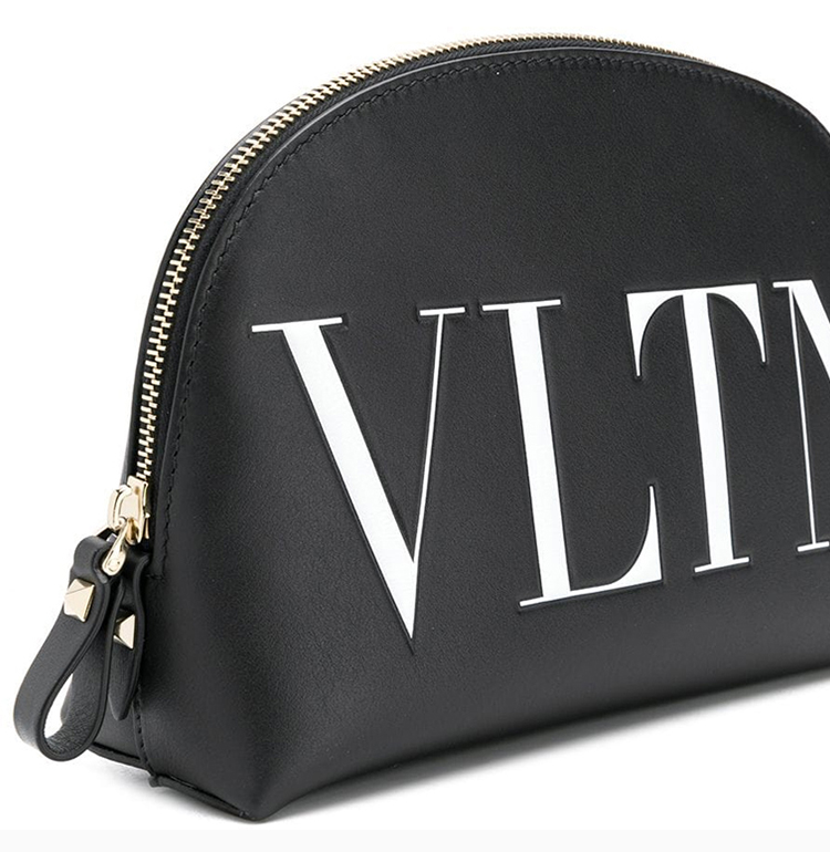 valentino/华伦天奴 女士黑色牛皮logo印花手拿包化妆包