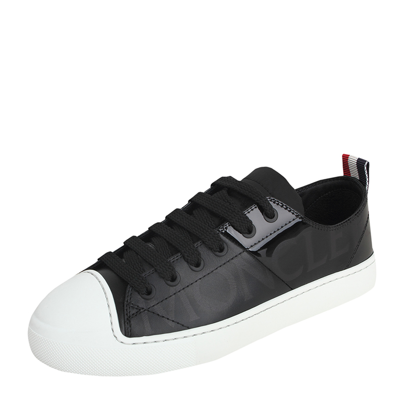 moncler/蒙克莱 女士logo字母休闲运动鞋小黑鞋平跟板鞋 2041700 01a