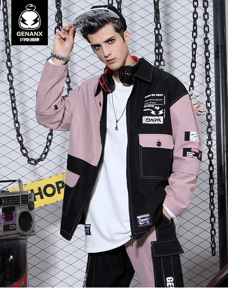 【genanx闪电潮牌 男士运动夹克/外套】genanx&闪电潮牌 运动 拼接