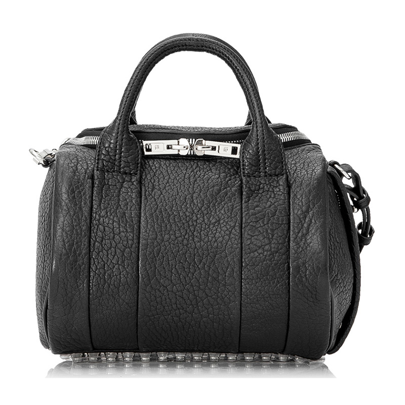 alexander wang/亚历山大·王 女士黑色小羊皮皮革手提包 【a级】