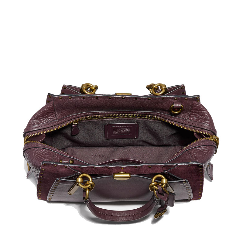 coach/蔻驰 19新品女士dreamer系列暗红色复古铆钉装饰通勤手提包单肩