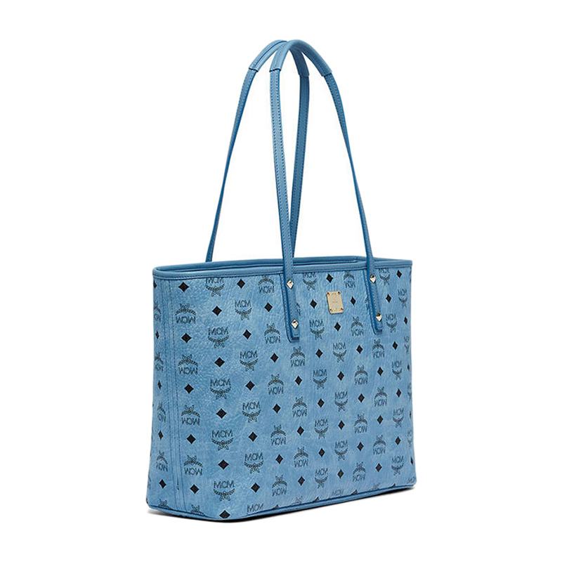 mcmmcm女士经典logo蓝色pvc拉链单肩手提两用包mwp7svi33le190920czf