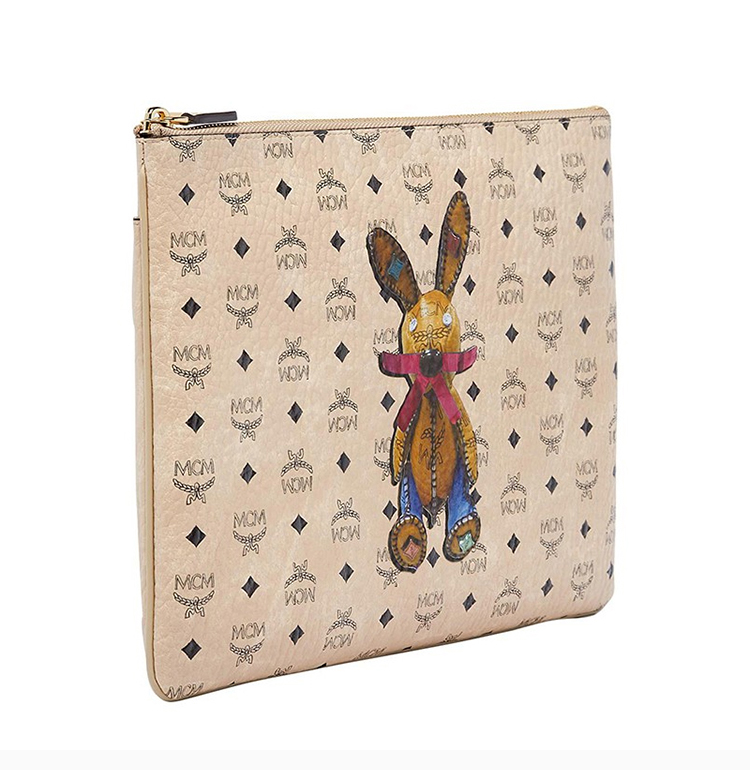 【包税】mcm 女士米色时尚兔子图案中号手拿包零钱包女包 myz6axl81ig