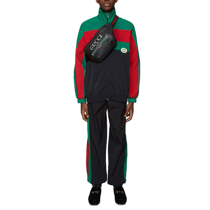 gucci/古驰 19秋冬 男士 黑色 logo条纹运动夹克573308 xjbak 1060