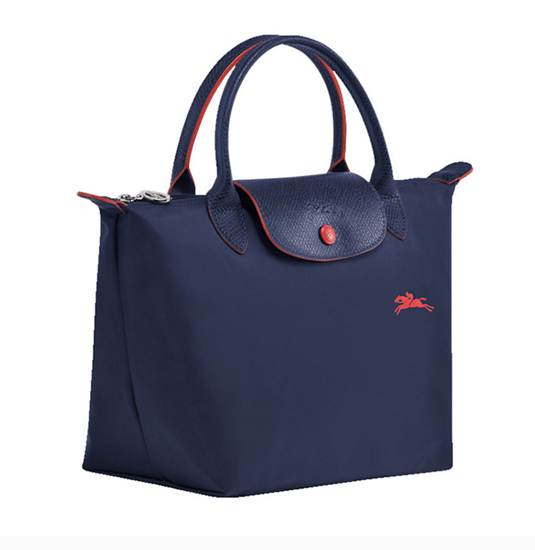 longchamp/瓏驤 le pliage系列 女士經典藍色尼龍logo小號短柄可摺疊