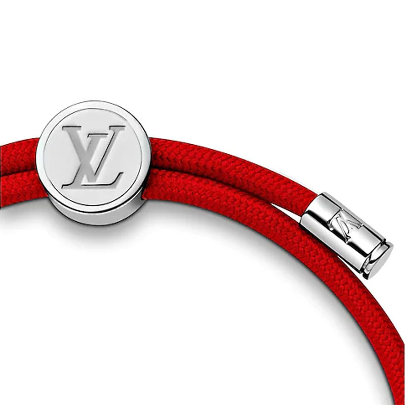 路易威登 19春夏新款 space 手镯 银色字母logo手环 m67418 红色手链
