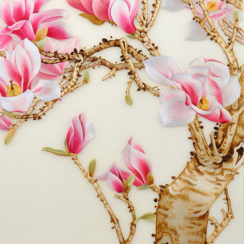 one/只有一个 手工苏州刺绣苏绣《玉兰》送礼佳品摆件