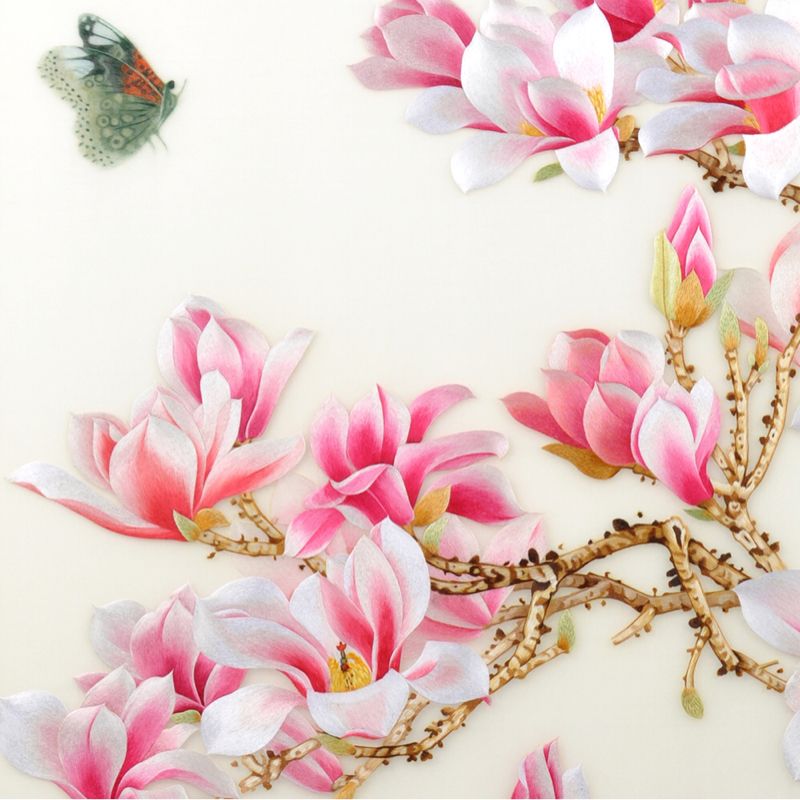 one/只有一个 手工苏州刺绣苏绣《玉兰》送礼佳品摆件