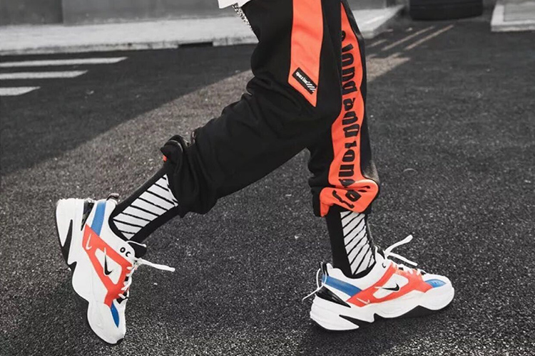 nike 耐克 男款 nike m2k tekno 走秀款红蓝白橙老爹鞋 av4789-100