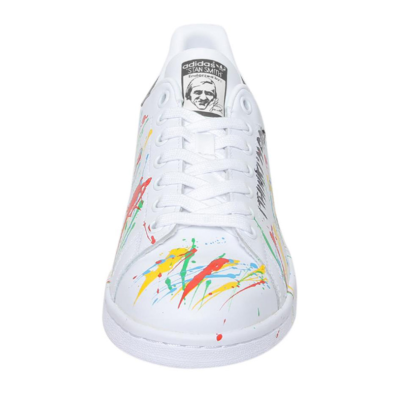 【adidas阿迪达斯 休闲运动鞋】adidas男士皮革涂鸦绑带低帮休闲运动