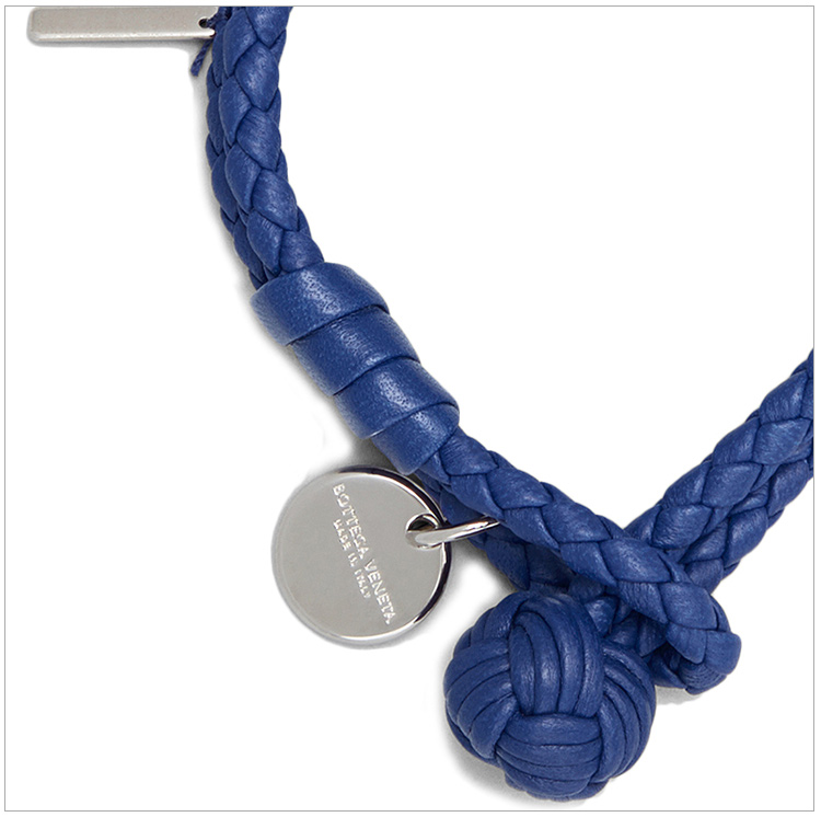 bottega veneta/葆蝶家 bv 女士深蓝色羊皮编织手链手镯 113546-v001d