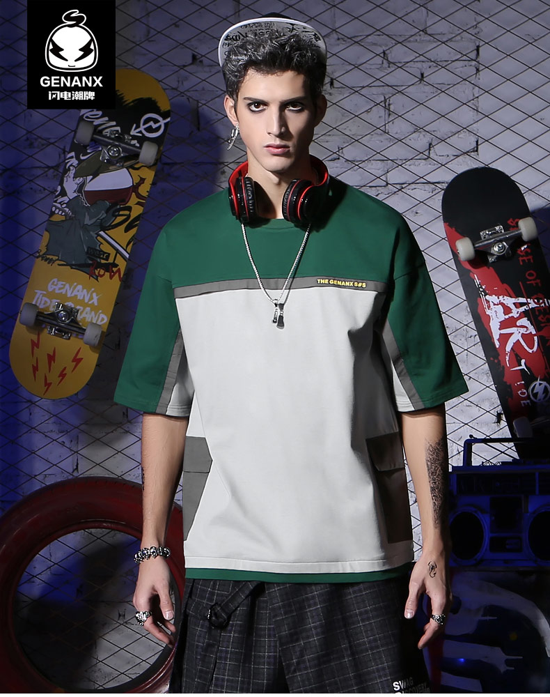 【genanx闪电潮牌 男士运动t恤】genanx&闪电潮牌 运动 国潮 短袖 t恤